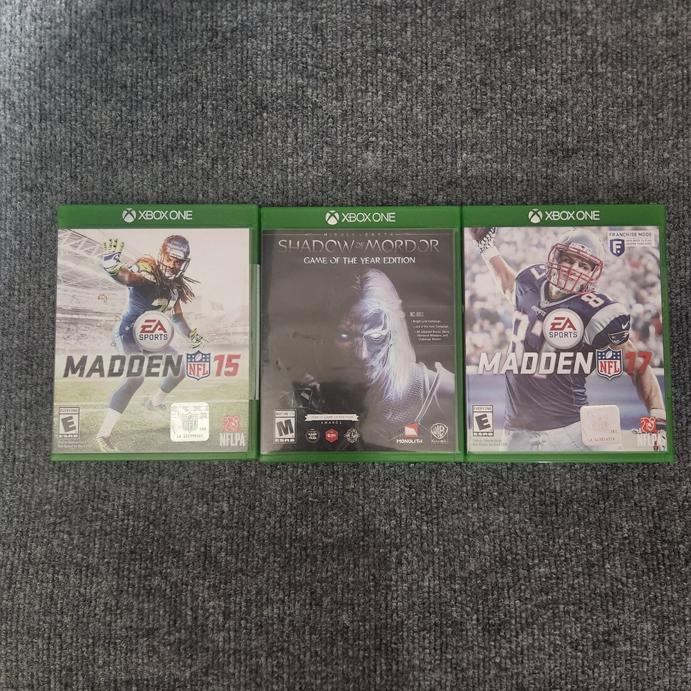 Xbox One Game Lot Madden NFL 15 17 Middle-earth Shadow of Mordor GOTY Bundle